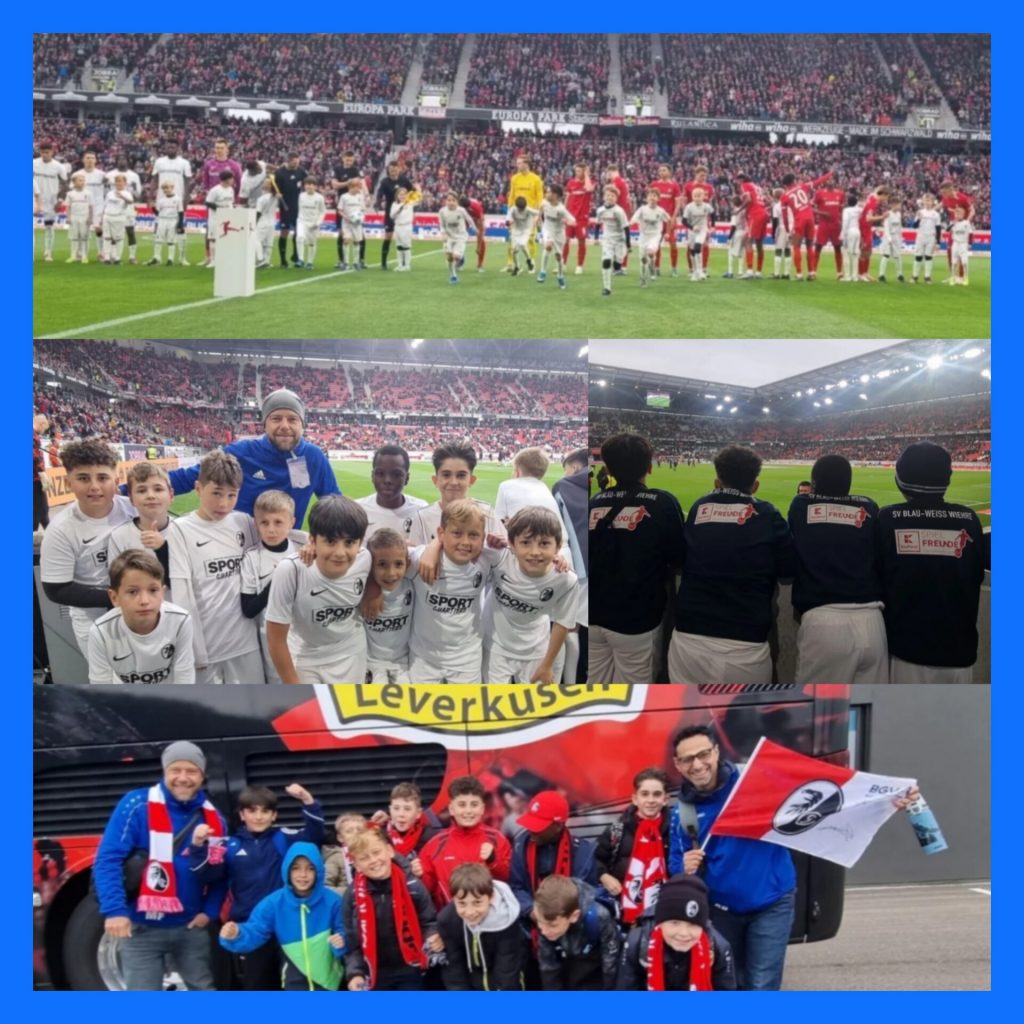 Das Spiel des SC Freiburg gegen den amtierenden deutsche Meister Bayer 04 Leverkusen war für blau-weißen E2-Jugend ein echtes Highlight, denn die Kinder durften die Bundesligaprofis beim Einlaufen auf den Platz begleiten.