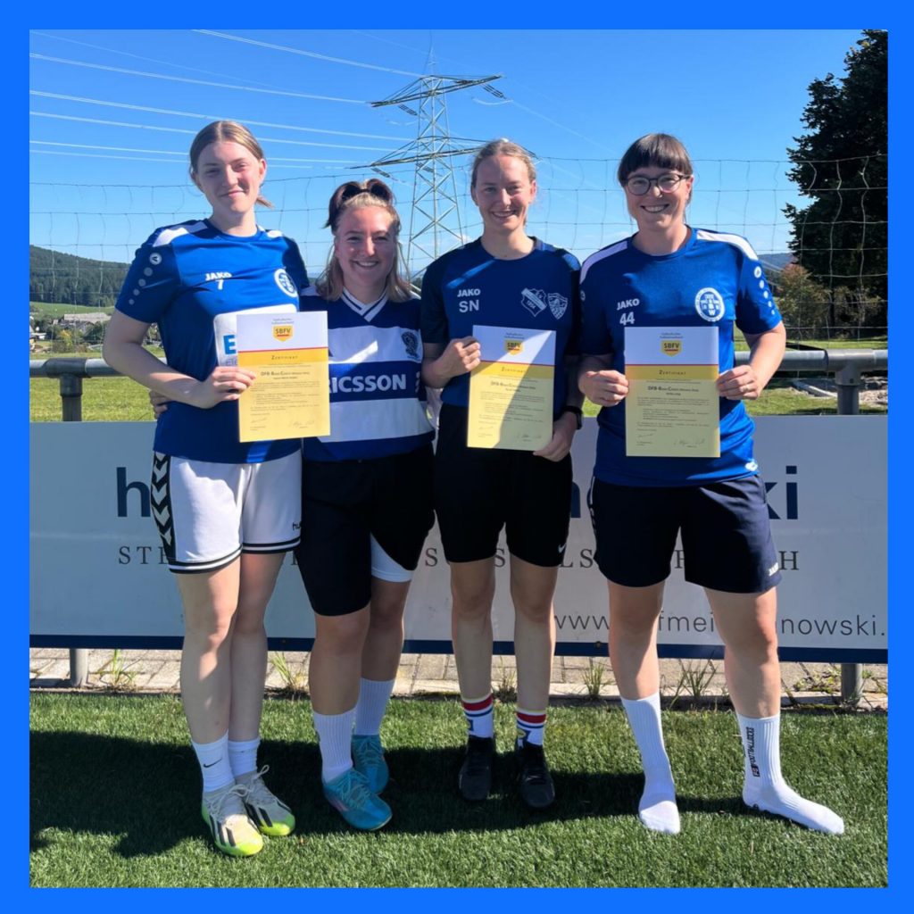 Zentraler Baustein des BWW-Jugendkonzeptes ist die regelmäßige Weiterbildung der blau-weißen Coaches. Jetzt absolvierten 4 Übungsleiterinnen die Zertifizierung zum „DFB Basis-Coach“.
