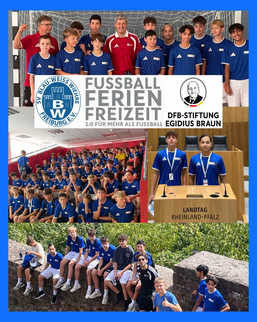 Zum Ende der Sommerferien absolvierten die altersübergreifenden Jugendmannschaften eine Fussball-Freizeit, zu der die DFB-Stiftung Egidius Braun den SV Blau-Weiß in Anerkennung seiner integrativen Jugendarbeit eingeladen hatte.
